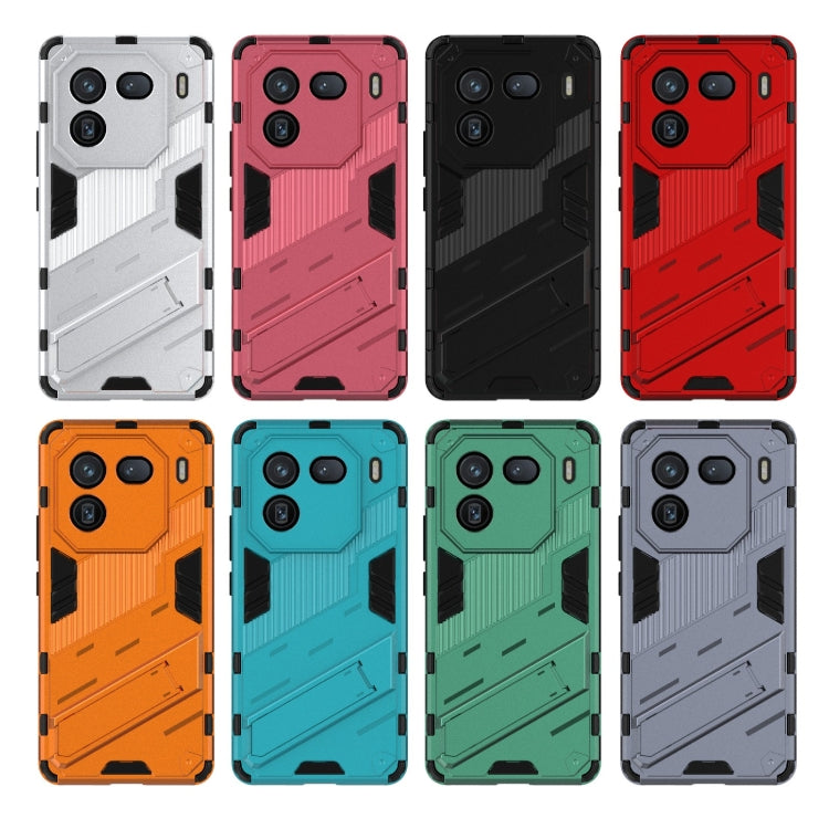 For vivo iQOO 12 5G Punk Armor 2 in 1 PC + TPU Phone Case with Holder(Grey)