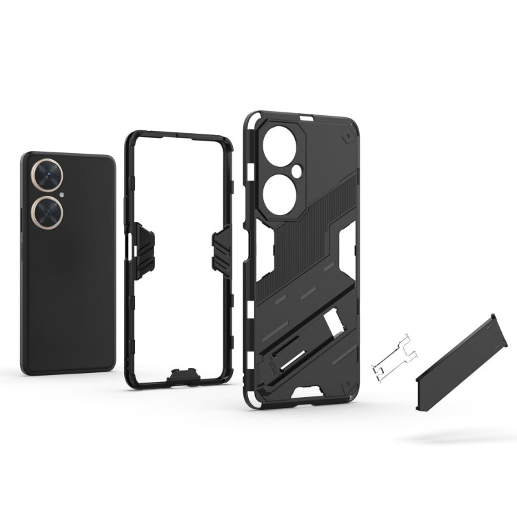 For Huawei nova 11i 4G Punk Armor 2 in 1 PC + TPU Phone Case with Holder(Light Red)