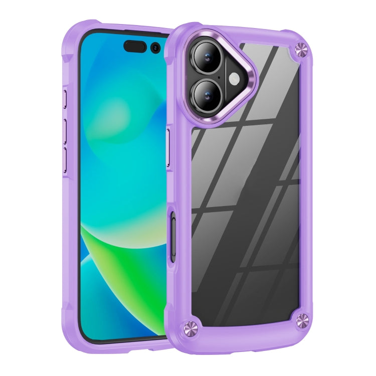 For iPhone 16 TPU + PC Lens Protection Phone Case(Purple)
