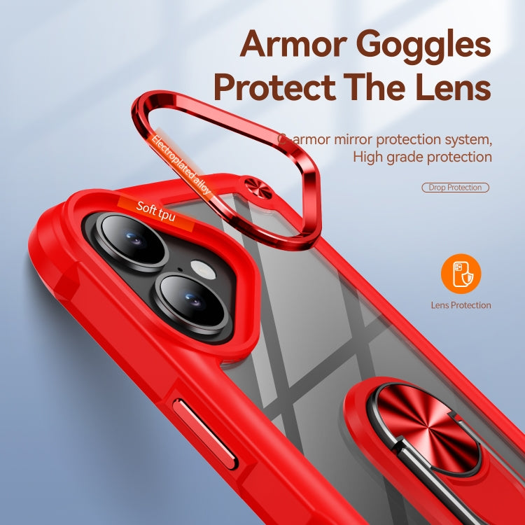 For iPhone 16 TPU + PC Lens Protection Phone Case with Ring Holder(Red) - free shipping - PMC TechLife - Order now!