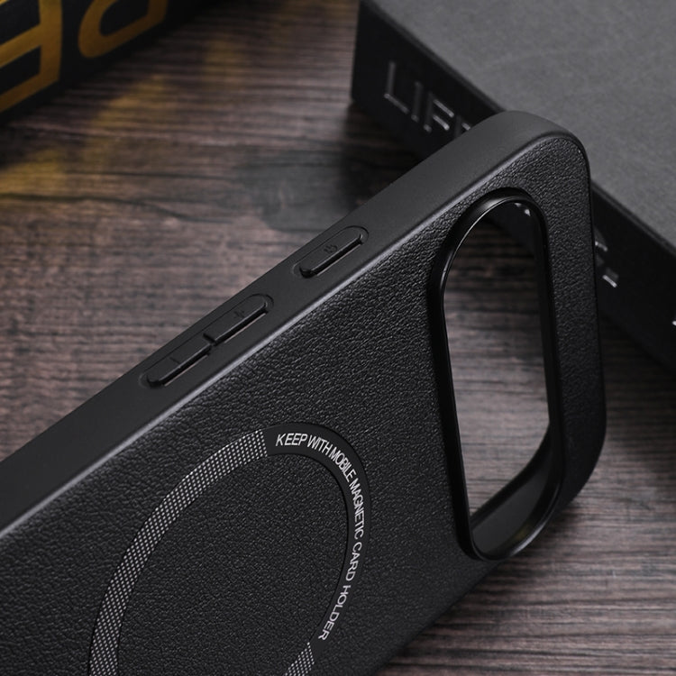 For Google Pixel 9 Pro Magsafe Magnetic Ring Leather Texture Phone Case(Black) - Google Cases by PMC TechLife | Online Shopping South Africa | PMC TechLife | Buy Now Pay Later Mobicred