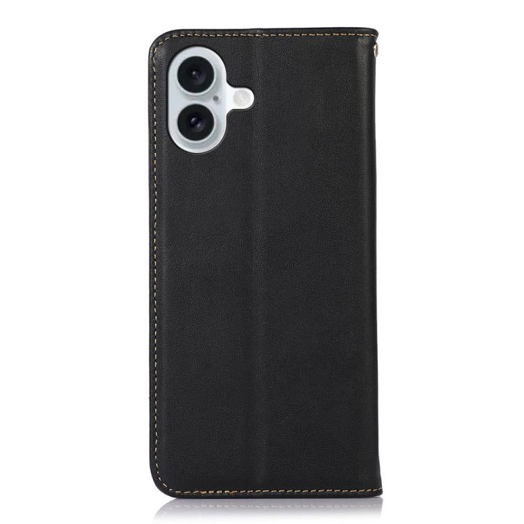 For iPhone 17 KHAZNEH Nappa Top Layer Cowhide Leather Phone Case(Black)