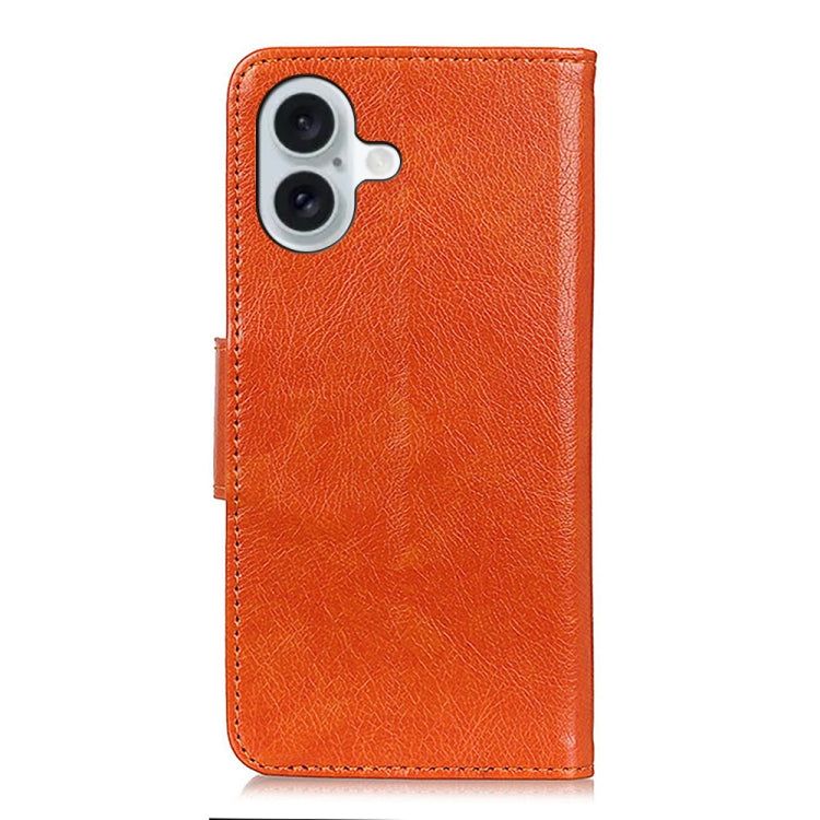 For iPhone 16 Nappa Texture Leather Case(Orange)