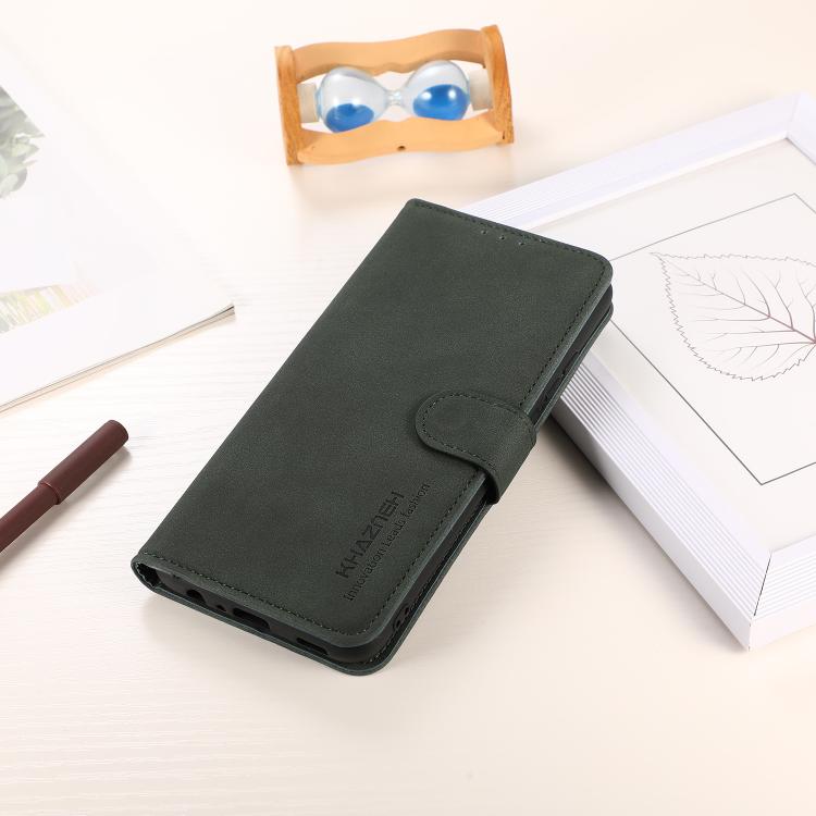For iPhone 16e KHAZNEH Matte Texture Leather Phone Case(Green)
