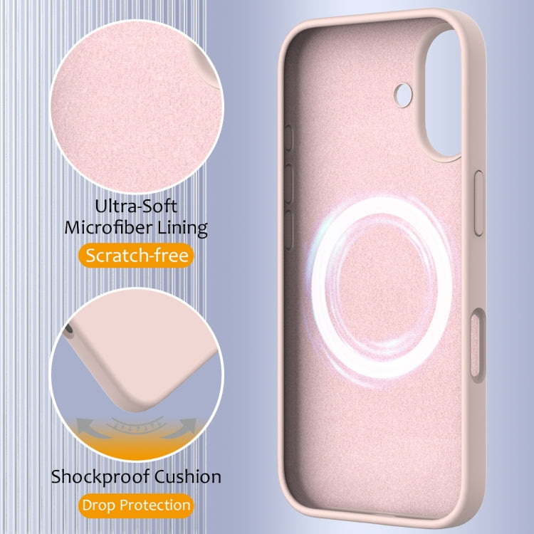 For iPhone 16 Plus Shockproof Silicone Magsafe Phone Case(Sand Pink)