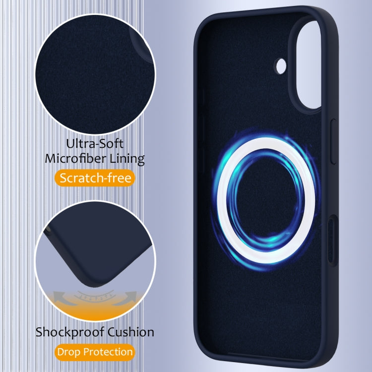 For iPhone 16 Plus Shockproof Silicone Magsafe Phone Case(Navy Blue)