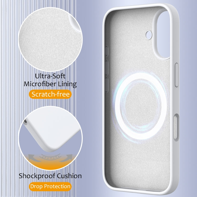 For iPhone 16 Shockproof Silicone Magsafe Phone Case(White)