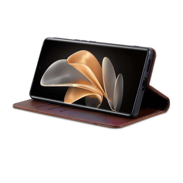 For Xiaomi 14 Ultra AZNS Magnetic Calf Texture Flip Leather Phone Case(Dark Brown)