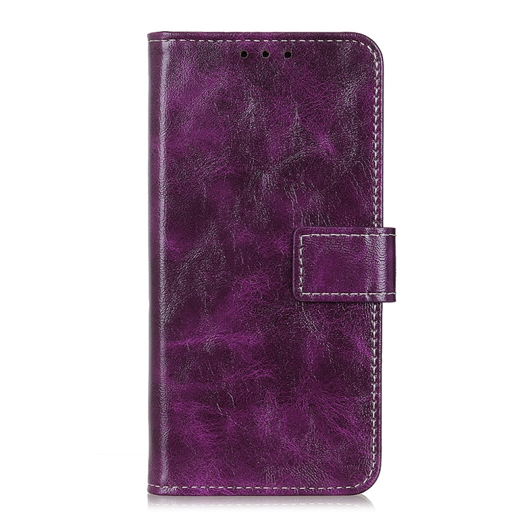 For iPhone 16e Retro Crazy Horse Texture Horizontal Flip Leather Phone Case(Purple) - iPhone 16e Cases by PMC Jewellery | Online Shopping South Africa | PMC Jewellery | Buy Now Pay Later Mobicred