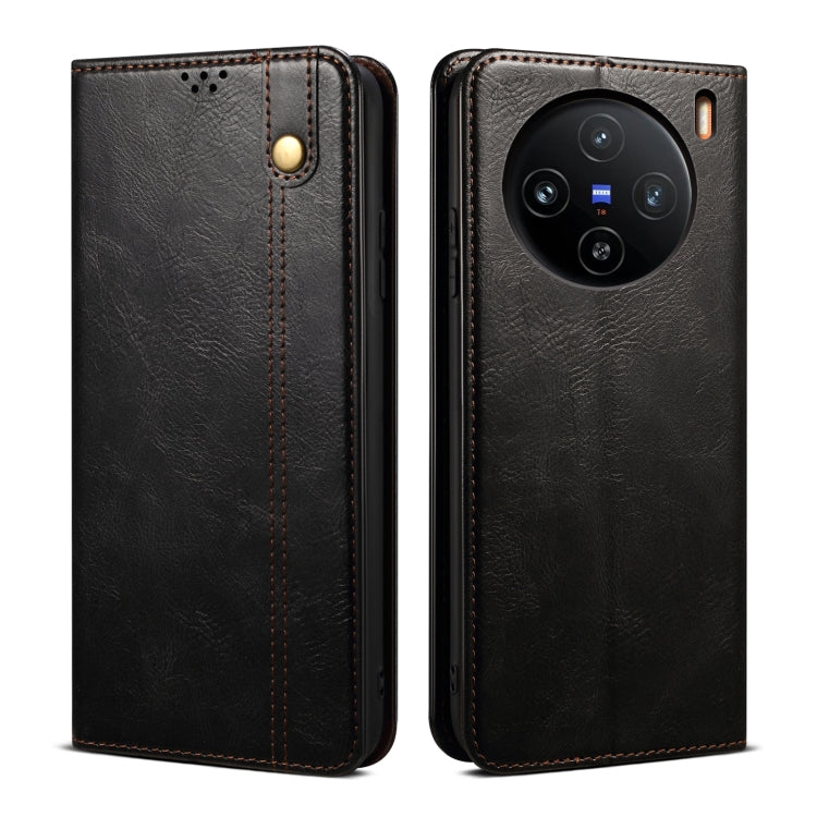 For vivo X100 Oil Wax Crazy Horse Texture Leather Phone Case(Black)