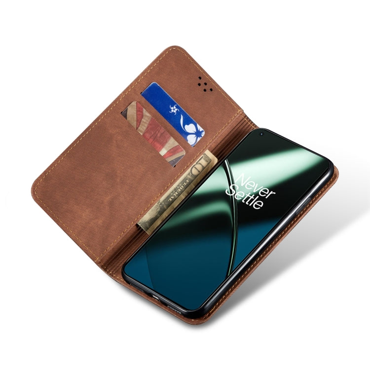 For Honor 90 Pro Denim Texture Flip Leather Phone Case(Brown)