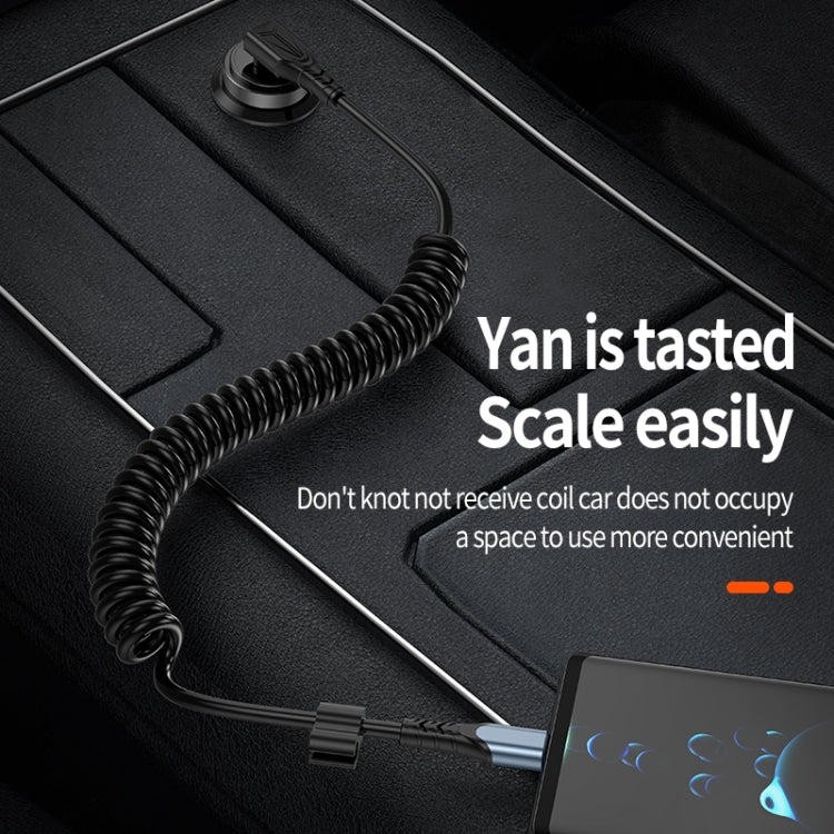 Type-C to 8 Pin + Type-C Elbow Spring Charging Data Cable, Length: 1.5m(Black)