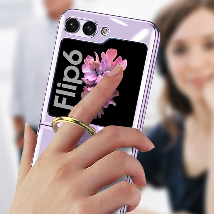 For Samsung Galaxy Z Flip6 GKK Electroplating Phone Case with Ring(Transparent)