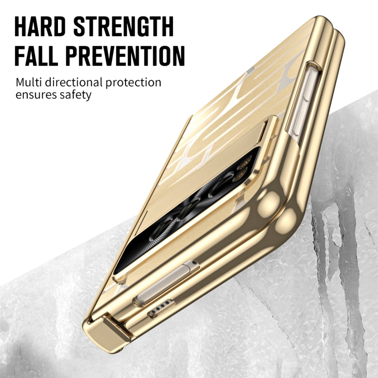 For Google Pixel Fold Integrated Electroplating Folding Phone Case with Hinge(Gold)