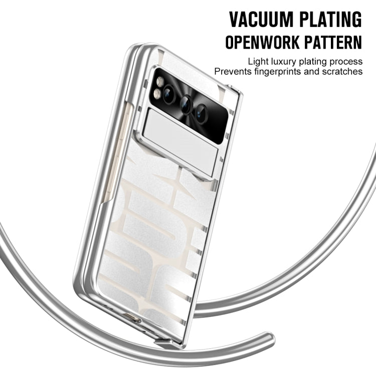 For Google Pixel Fold Integrated Electroplating Folding Phone Case with Pen Slot & Hinge(Silver) - Google Cases by PMC TechLife | Online Shopping South Africa | PMC TechLife | Buy Now Pay Later Mobicred