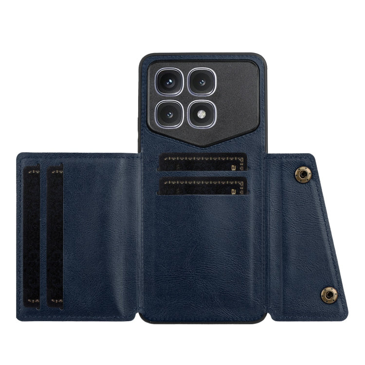 For Xiaomi Redmi K70 Ultra Double Buckle Card Slots Magnetic Phone Case(Blue)