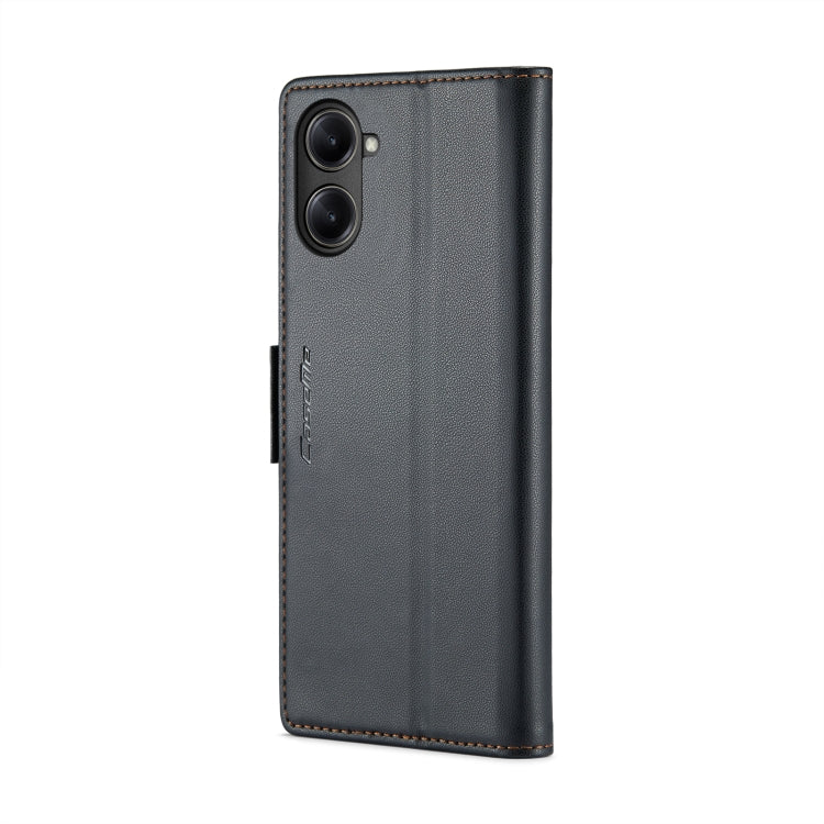 For Realme 10 Pro 5G CaseMe 023 Butterfly Buckle Litchi Texture RFID Anti-theft Leather Phone Case(Black)