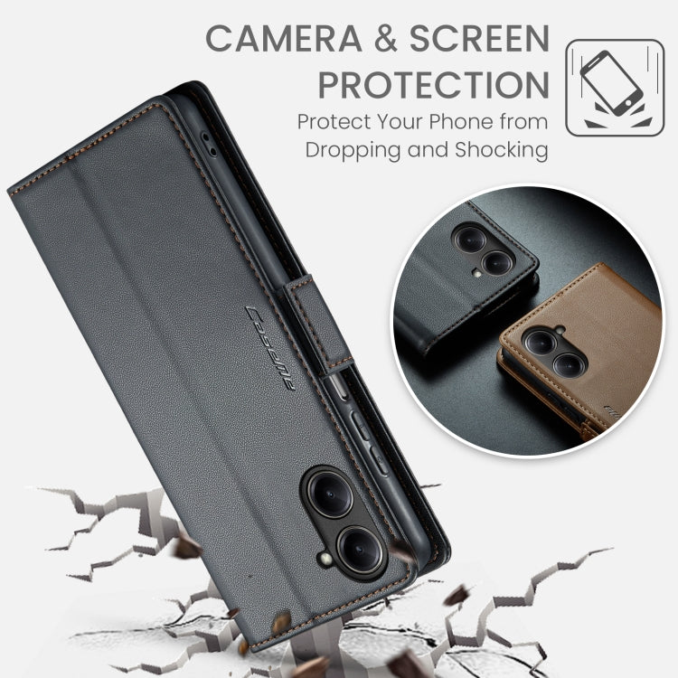 For Realme 10 Pro 5G CaseMe 023 Butterfly Buckle Litchi Texture RFID Anti-theft Leather Phone Case(Black)
