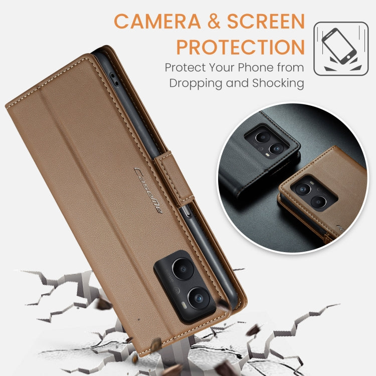 For Realme 9i 4G CaseMe 023 Butterfly Buckle Litchi Texture RFID Anti-theft Leather Phone Case(Brown)