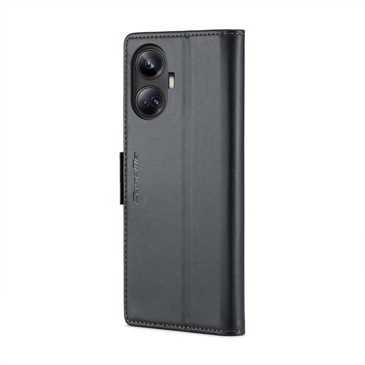 For Realme 10 Pro+ CaseMe 023 Butterfly Buckle Litchi Texture RFID Anti-theft Leather Phone Case(Black)