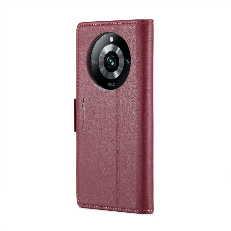 For Realme 11 Pro/11 Pro+ CaseMe 023 Butterfly Buckle Litchi Texture RFID Anti-theft Leather Phone Case(Wine Red)