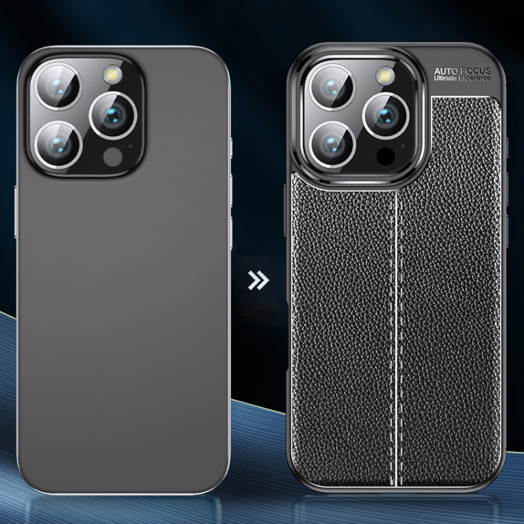 For iPhone 16 Pro Litchi Texture Shockproof TPU Phone Case(Black)