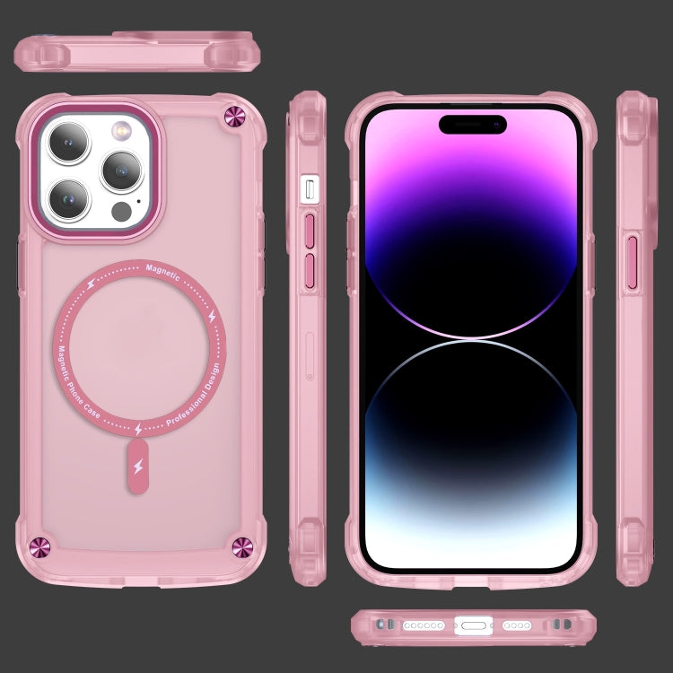 For iPhone 16 Pro Max Skin Feel TPU + PC MagSafe Magnetic Phone Case(Transparent Pink)