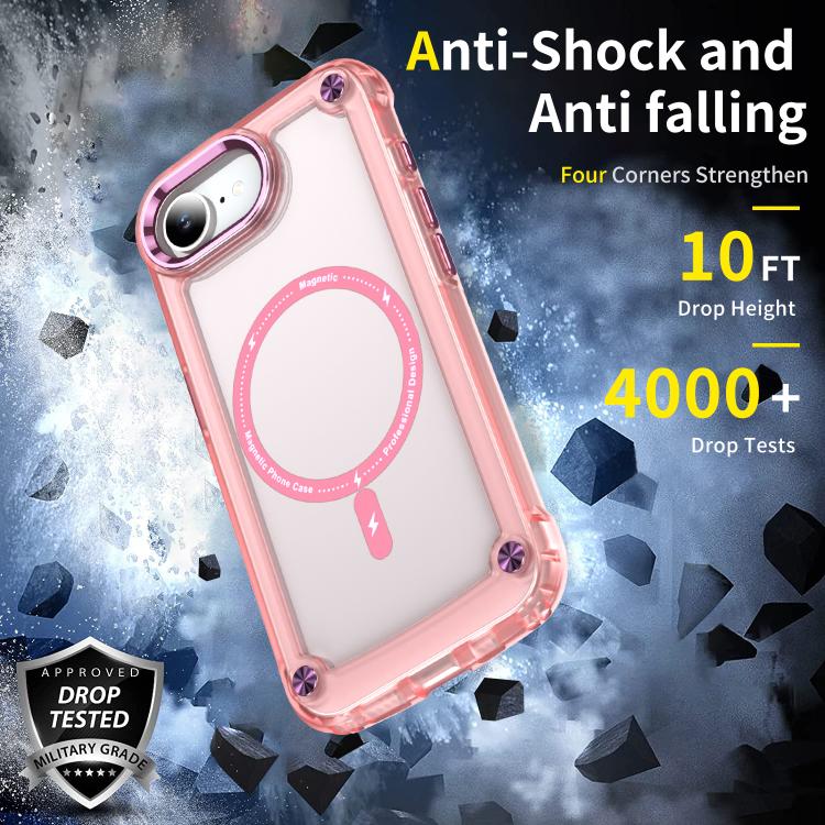 For iPhone 16e Skin Feel TPU + PC MagSafe Magnetic Phone Case(Transparent Pink) - free shipping - PMC TechLife - Order now!