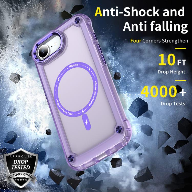 For iPhone 16e Skin Feel TPU + PC MagSafe Magnetic Phone Case(Transparent Purple) - iPhone 16e Cases by PMC TechLife | Online Shopping South Africa | PMC TechLife | Buy Now Pay Later Mobicred