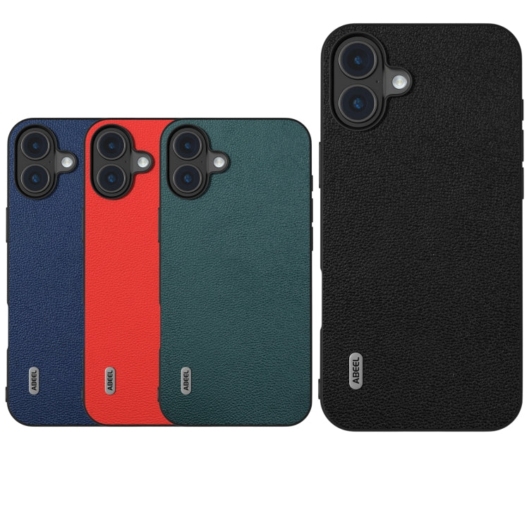 For iPhone 16 ABEEL Genuine Leather Luolai Series Phone Case(Dark Green) - iPhone 16 Cases by PMC TechLife | Online Shopping South Africa | PMC TechLife | Buy Now Pay Later Mobicred