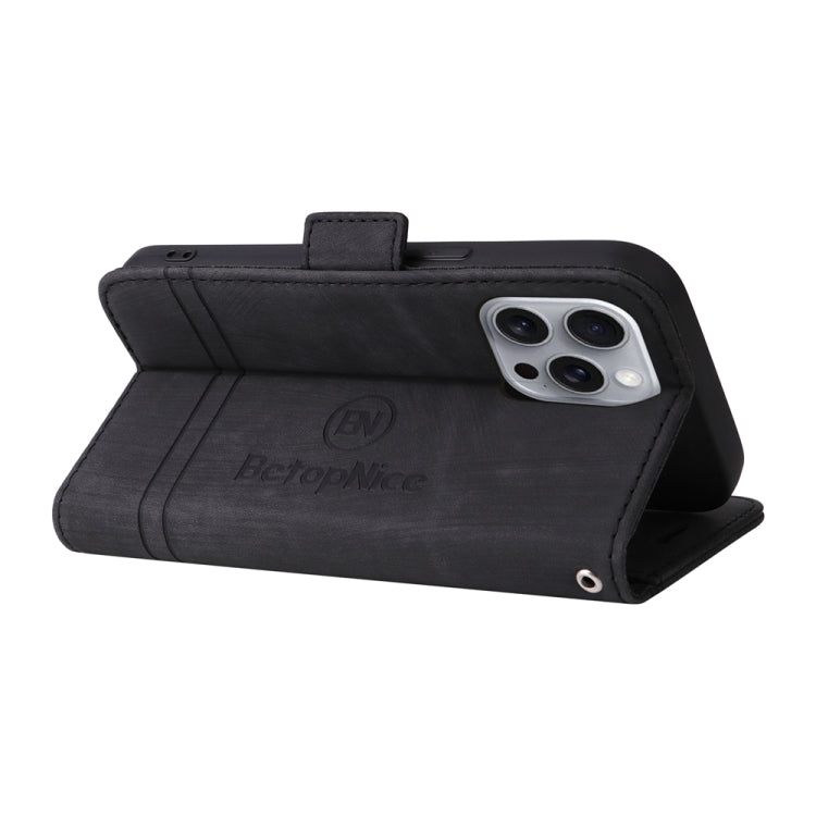 For iPhone 16 Pro Max BETOPNICE Dual-side Buckle Leather Phone Case(Black)