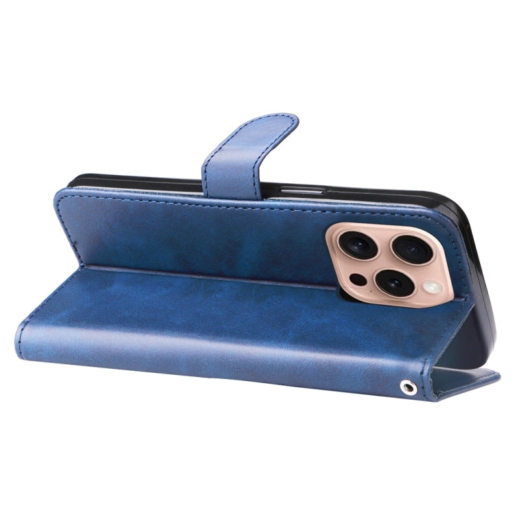 For iPhone 16 Pro Fashion Calf Texture Zipper Leather Phone Case(Blue)