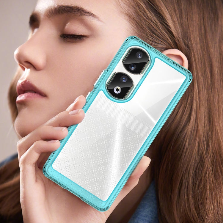 For Honor 90 Pro Colorful Series Acrylic Hybrid TPU Phone Case(Transparent Blue) - Honor Cases by PMC TechLife | Online Shopping South Africa | PMC TechLife | Buy Now Pay Later Mobicred
