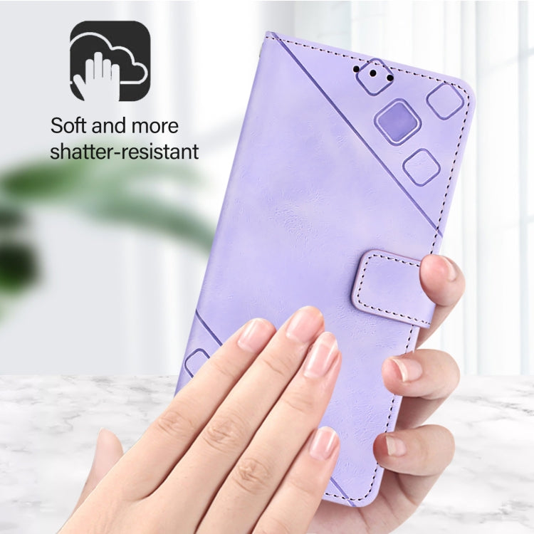 For iPhone 16 Pro Max Skin-feel Embossed Leather Phone Case(Light Purple) - iPhone 16 Pro Max Cases by PMC TechLife | Online Shopping South Africa | PMC TechLife | Buy Now Pay Later Mobicred