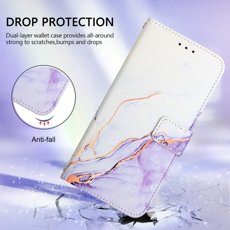 For iPhone 16 Pro Max PT003 Marble Pattern Flip Leather Phone Case(White Purple) - iPhone 16 Pro Max Cases by PMC TechLife | Online Shopping South Africa | PMC TechLife | Buy Now Pay Later Mobicred