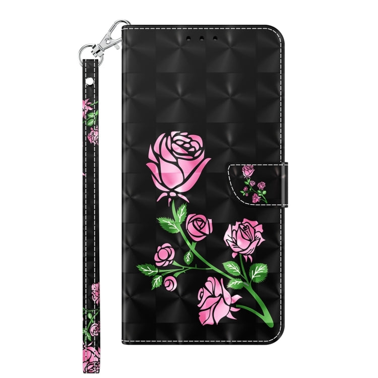 For Google Pixel 9 3D Painted Pattern Leather Phone Case(Rose)