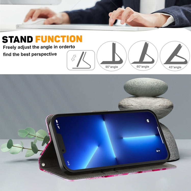 For Google Pixel 9 3D Painted Pattern Leather Phone Case(Red Flower)
