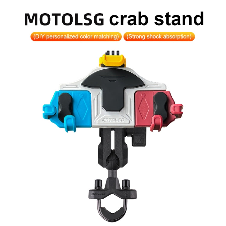 MOTOSLG Crab Motorcycle Phone Clamp Bracket O-Type Rear Mirror Mount(Yellow Blue White)