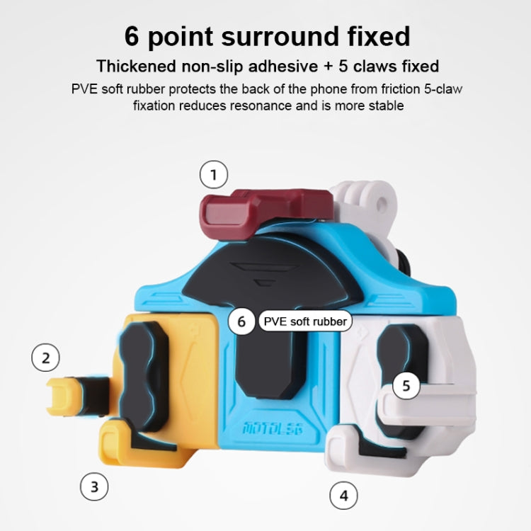 MOTOSLG Crab Motorcycle Phone Clamp Bracket O-Type Rear Mirror Mount(Yellow Blue White)
