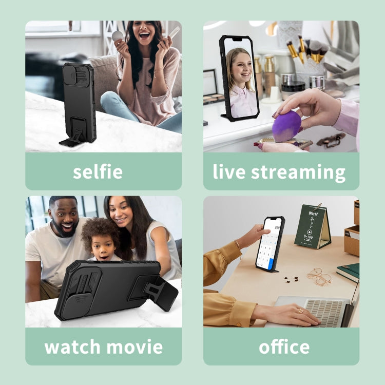 For Motorola Moto G Stylus 5G Stereoscopic Holder Sliding Camshield Phone Case(Black) - Motorola Cases by PMC TechLife | Online Shopping South Africa | PMC TechLife