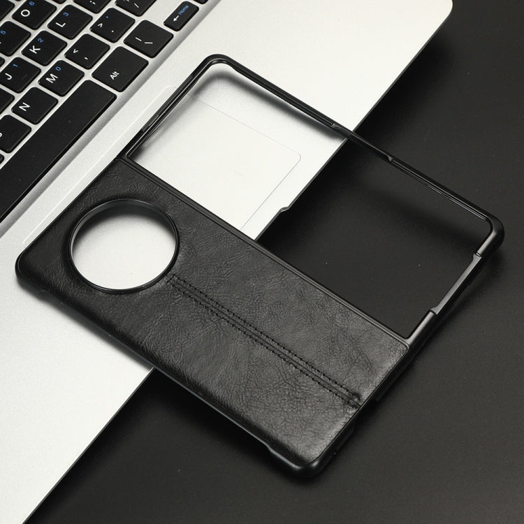 For Tecno Phantom V Fold Cow Pattern Sewing Back Cover Phone Case(Black) - free shipping - PMC TechLife - Order now!