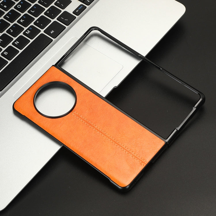 For Tecno Phantom V Fold Cow Pattern Sewing Back Cover Phone Case(Yellow) - free shipping - PMC TechLife - Order now!