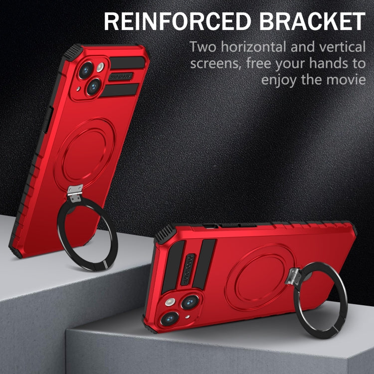 For iPhone 15 MagSafe Magnetic Holder Phone Case(Red)