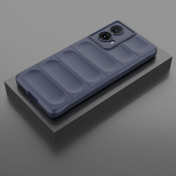 For Motorola Moto G85 5G Global Magic Shield TPU + Flannel Phone Case(Dark Blue)