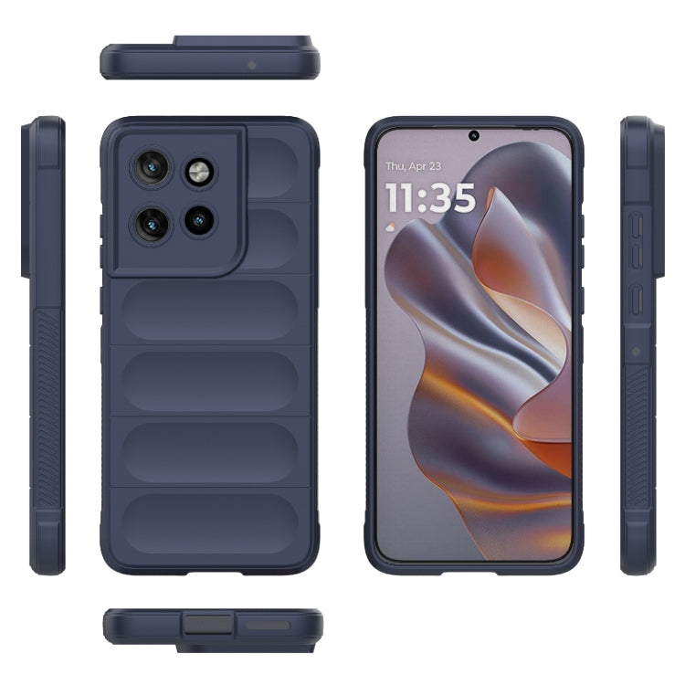 For Motorola Edge 50 Neo Magic Shield TPU + Flannel Phone Case(Dark Blue)