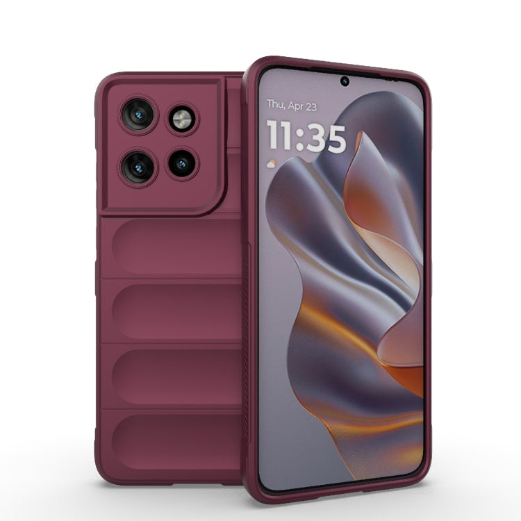 For Motorola Edge 50 Neo Magic Shield TPU + Flannel Phone Case(Wine Red)