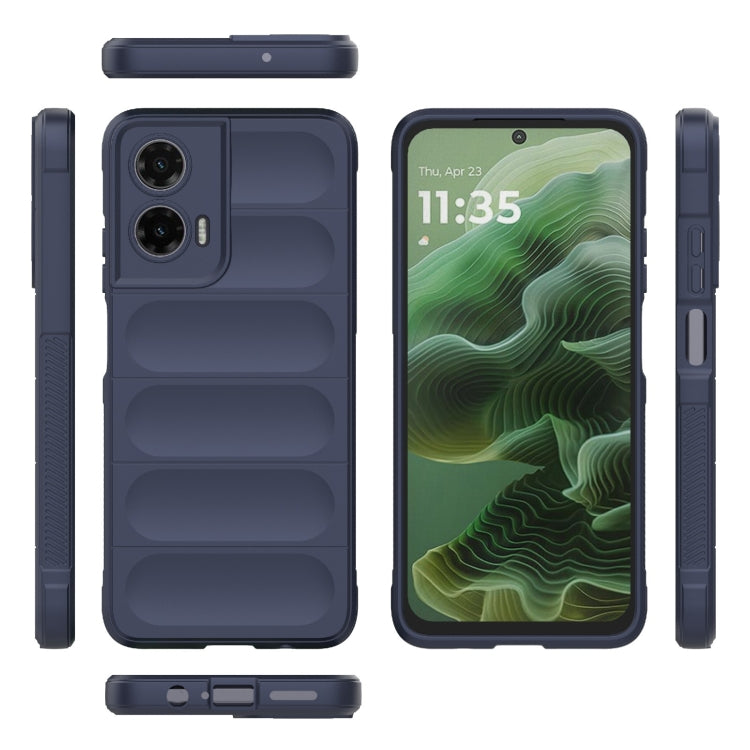 For Motorola Moto G35 5G Global Magic Shield TPU + Flannel Phone Case(Dark Blue)