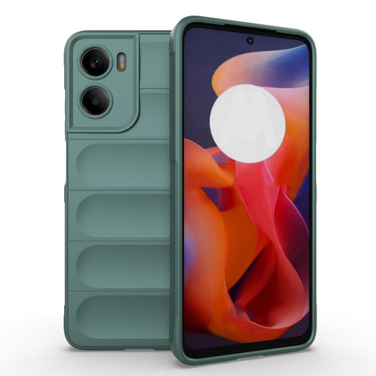For Motorola Moto G05 4G / E15 Magic Shield TPU + Flannel Phone Case(Dark Green)