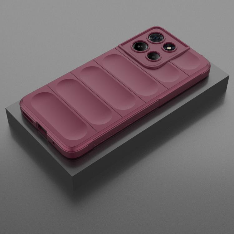 For Motorola Moto G15 4G Global Magic Shield TPU + Flannel Phone Case(Wine Red)