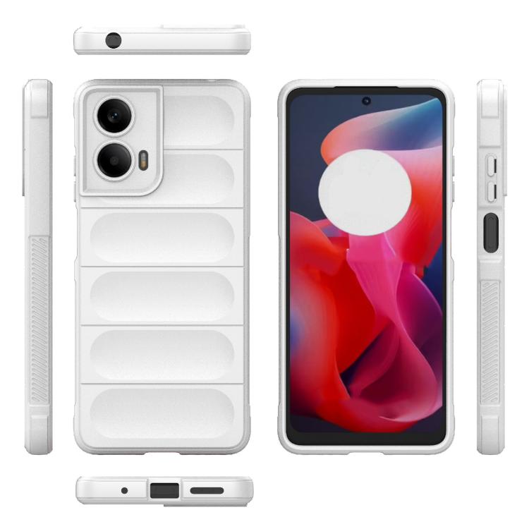 For Motorola Moto G24 4G Global Magic Shield TPU + Flannel Phone Case(White)
